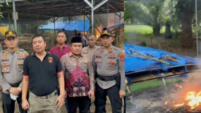 Dua Kali Digerebek Masih Saja Beroperasi, Arena Judi Sabung Ayam di Jati Agung Dibakar