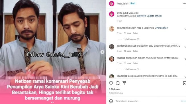 Unggahan soal Arya Saloka [Instagram/@insta_julid]