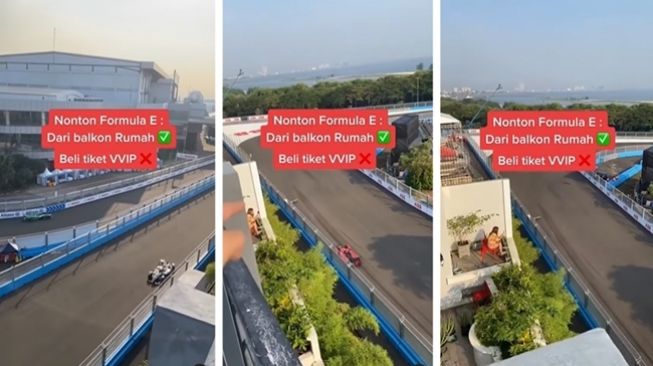 Pria menonton Formula E Jakarta 2022 dari balkon rumahnya, tuai reaksi iri. (Instagram/@ngakaksehat)