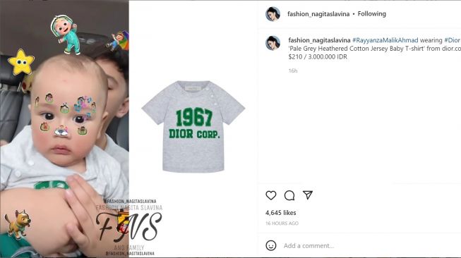Foto: Kaos Couple Rafathar dan Rayyanza Seharga Motor Second (instagram/fashion_nagitaslavina)