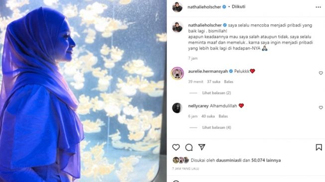 Unggahan Nathalie Holscher, yang diduga reaksi dari pernyataan Putri Delina di podcast Maia Estianty. [Instagram]