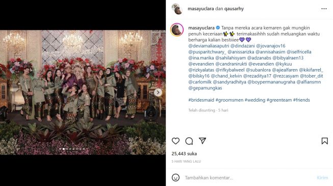 Inspirasi Baju Bridesmaid Nikahan Masayu Clara (instagram/MasayuClara)