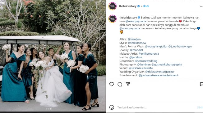 Inspirasi Baju Bridesmaid Nikahan Maudy Ayunda (instagram/thebridestory)