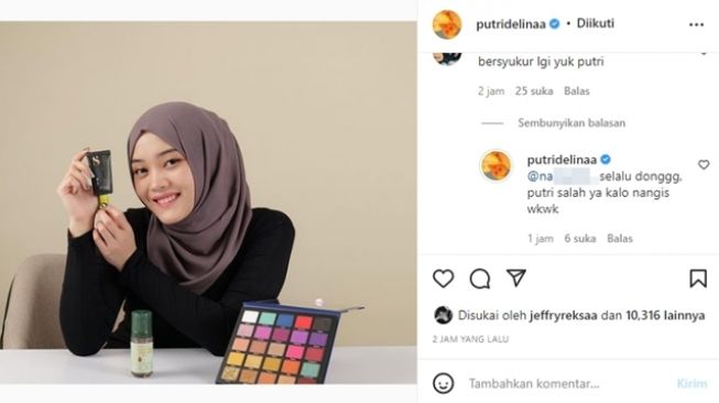 Tak biasa, Putri Delina membalas beberapa pertanyaan julid dari followers Instagram-nya. [Instagram]