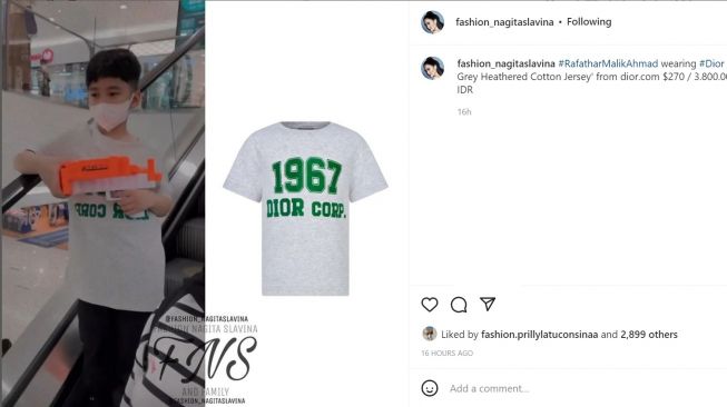 Foto: Kaos Couple Rafathar dan Rayyanza Seharga Motor Second (instagram/fashion_nagitaslavina)