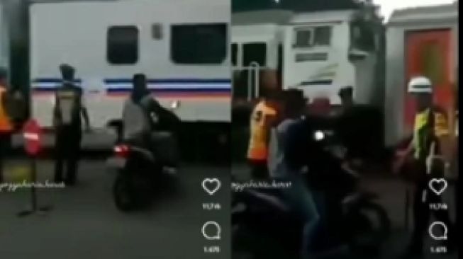 Detik-Detik Pria Nyaris Tertabrak Kereta di Pintu Perlintasan Tanpa Palang, Videonya Buat Netizen Naik Pitam