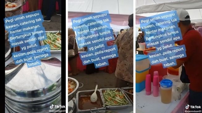 Pengantin panik katering tak antar makanan di hari pernikahan imbas ditipu wedding planner. (TikTok/@ajanreduan01)