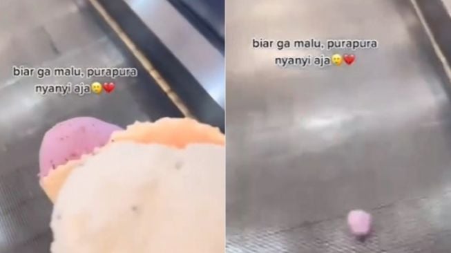 Malu Ice Cream Jatuh saat di Eskalator, Warganet Ini Pura-pura Nyanyi