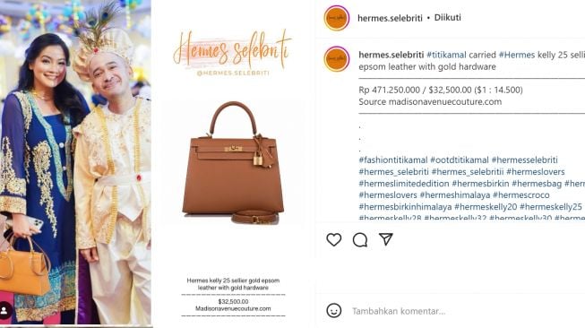 Tas Titi Kamal yang harganya capai ratusan juta (instagram/hermes.selebriti)