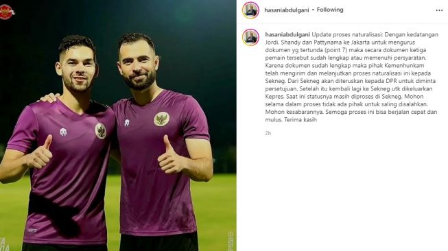 Hasani Abdulgani jelaskan proses naturalisasi pemain keturunan. (Instagram/hasaniabdulgani)