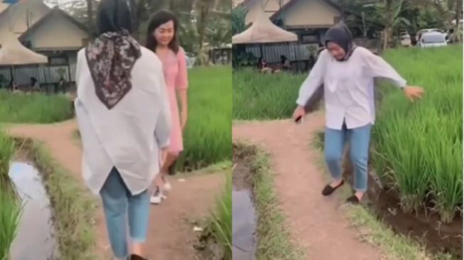 Bikin Konten Jalan-jalan di Tengah Sawah, Cewek Ini Malah Berakhir Apes