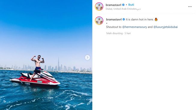 OOTD Verrel Bramasta saat liburan ke dubai (instagram/bramastavrl)