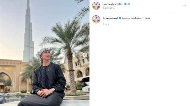 OOTD Verrel Bramasta saat liburan ke dubai (instagram/bramastavrl)