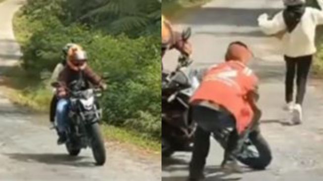 Cewek 'Kabur' saat Pacar Telat Oper Gigi Motor di Tanjakan, Endingnya Kena Karma Telak