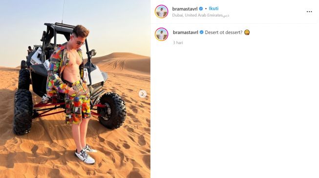 OOTD Verrel Bramasta saat liburan ke dubai (instagram/bramastavrl)