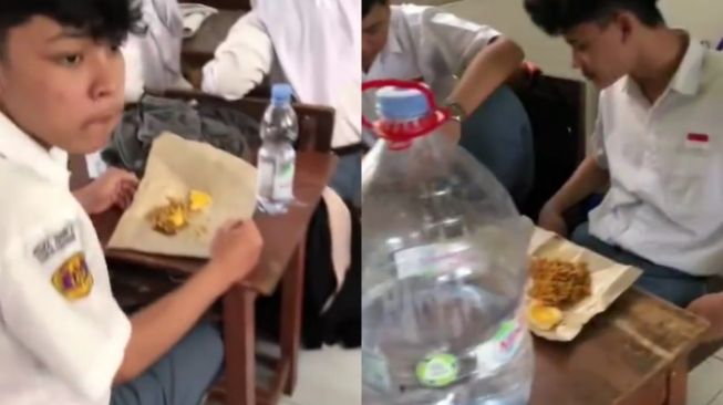 Bawa Bekal dan Minuman Segalon, Tingkah Pelajar Ini Bikin Tepok Jidat