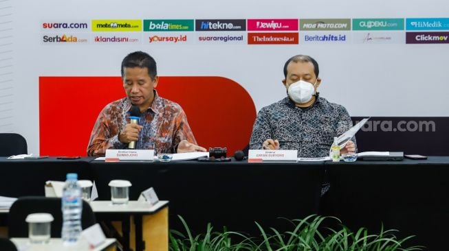 Suasana jalannya Public Expose PT Arkadi Digital Media Tbk di Jambuluwuk Thamrin Hotel, Jakarta, Rabu (8/6/2022). [Suara.com/Alfian Winanto]