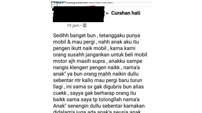 Anonim komentari curhatan seorang ibu di Facebok (Twitter/ @convomfs)