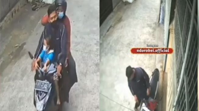 Seorang Pria Terekam Curi Motor Sambil Bawa Keluarga, Publik Prihatin: Tega Anaknya Jadi Saksi