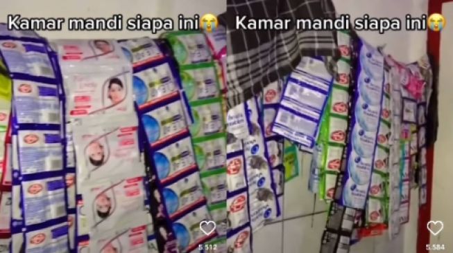 Viral Video Kamar Mandi Penuh Sampo kayak Toko, Warganet Dibuat Heran