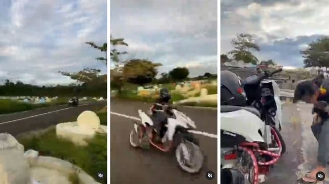 Remaja kebut-kebutan naik motor modifikasi di kuburan. (Instagram/@jakarta.keras)