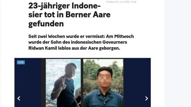 Media Swiss sebut jenazah Eril sudah ditemukan. Eril ditemukan dekat bendungan Engehalde di Bern.