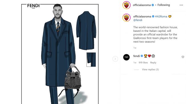 Desain seragam baru klub AS Roma yang berkolaborasi dengan brand Fendi (Instagram/officialasroma)