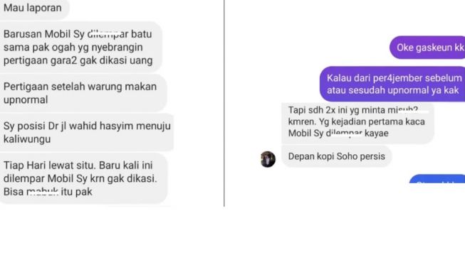 Polisi satset saat mendapatkan laporan dari korban pemobil yang dilempar batu oeh pak ogah (Instagram)