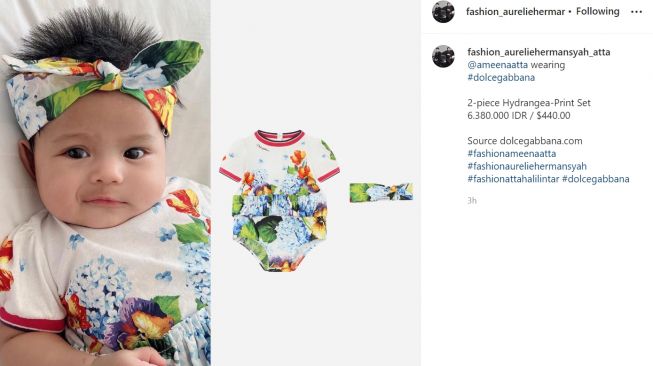 Ameen Atta kenakan pakaian asal brand Dolce Gabbana yang harganya selangit (Instagram/fashion_aureliehermansyah_atta)