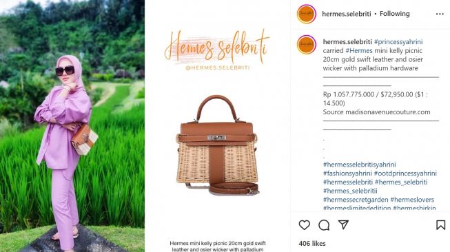 Syahrini pamer foto di depan sawah, harga tasnya bikin warganet jadi salah fokus (Instagram/hermes.selebriti)