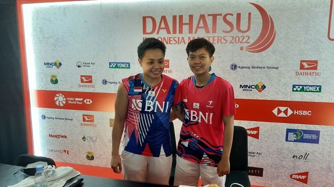 Ganda Putri Tanah Air, Apriyani Rahayu/Siti Fadia Silva Ramadhanti melaju ke semifinal Indonesia Masters 2022 usai mengalahkan Lee So Hee/Shin Seung Chan (Suara.com/Adie Prasetyo Nugraha).