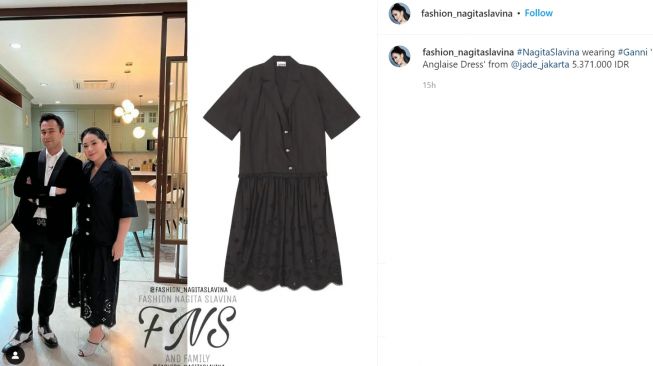 Nagita Slavina kenakan dress warna hitam yang dinilai warganet memiliki harga yang murah (Instagram/fashion_nagitaslavina)