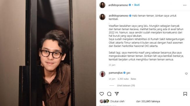 Unggahan Ardhito Pramono [Instagram/@ardhitopramono]