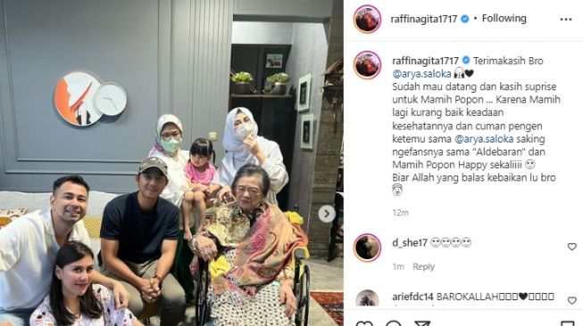 Mami Popon sakit, Raffi Ahmad datangkan Arya Saloka (instagram.com)