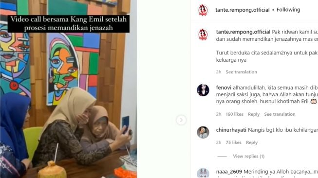 Momen Atalia video call dengan Ridwan Kamil usai mandikan jenazah Eril di Bern (Instagram/ @tante.rempong.official).