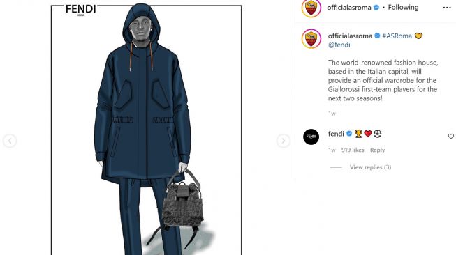 Desain seragam baru klub AS Roma yang berkolaborasi dengan brand Fendi (Instagram/officialasroma)