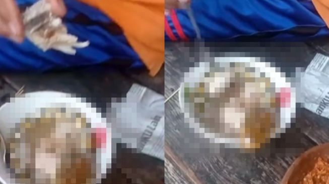 Kepala dan Kulitnya Masih Utuh, Momen Bapak-bapak Makan Sop Ular Ini Bikin Warganet Merinding