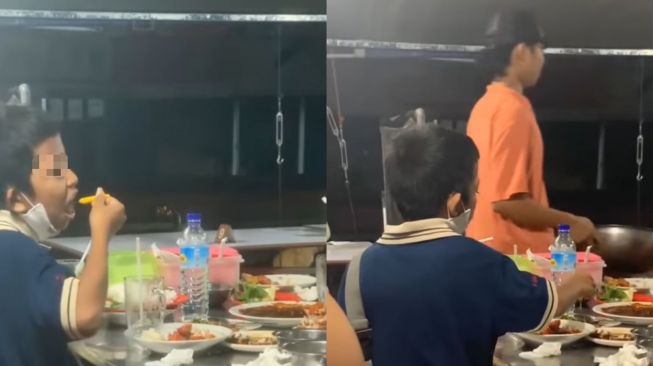 Viral Bocah Makan Makanan Sisa dari Pengunjung Warung, Videonya Bikin Netizen Tak Tega