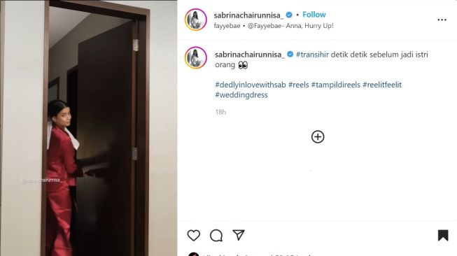 Foto: Sabrina Chairunnisa Bagikan Video Transihir Kenakan Gaun Pengantin, Hasilnya di Luar Ekspektasi (instagram/sabrinacharinunnisa_)