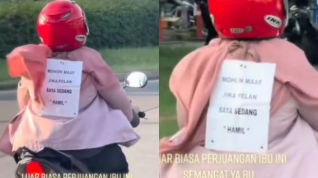 Sedang Hamil, Pengendara Motor Ini Tempel Tulisan Pesan Mengharukan