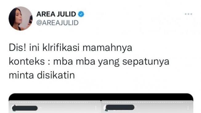 Klarifikasi ibu dari perempuan yang sepatunya dibersihkan petugas cleaning service (Twitter/ @AREAJULID)