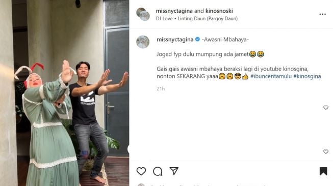 Foto: Kocak! Begini Penampilan Nycta Gina Berdandan ala Jeng Kelin Muslimah (instagram/nyctagina)