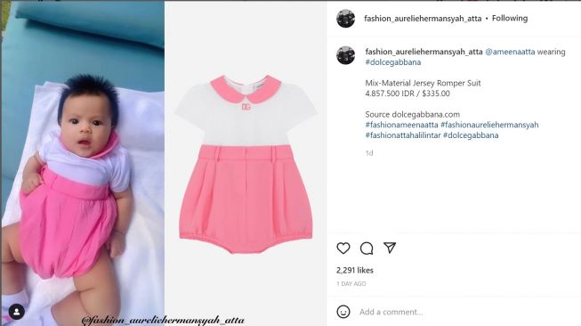 Foto: Intip OOTD Liburan Keluarga AH, Baby Ameena Jadi Pemenang Harga Baju (instagram/fashion_aureliehermansyah_atta)