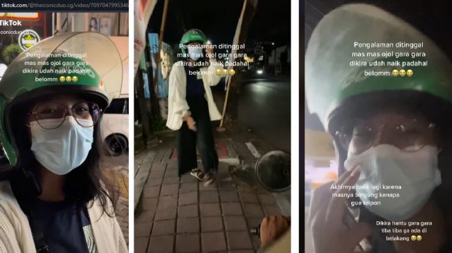 Curhat penumpang wanita ditinggal ojol saat hendak naik motornya (TikTok)