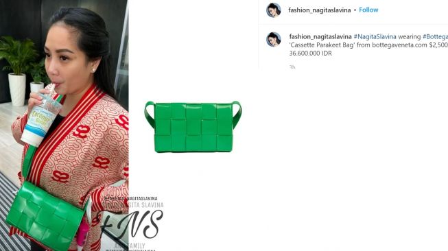Nagita Slavina pakai tas kecil mirip ketupat yang harganya bikin terkejut (Instagram/fashion_nagitaslavina)