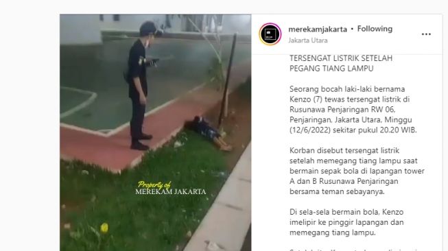 Viral video bocah laki-laki tewas tersetrum tiang listrik di Rusunawa Penjaringan, Jakut. (Tangkapan layar/Instagram)