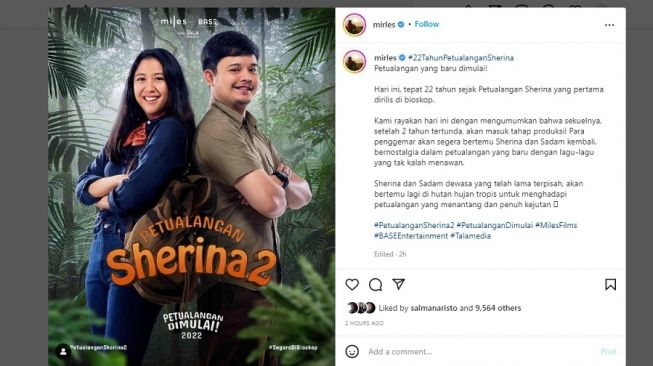 Sherina Munaf dan Derby Romero Kembali Berperan di Petualangan Sherina 2