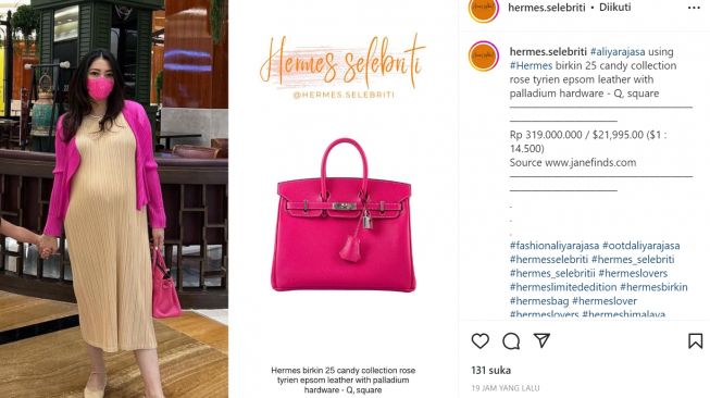 Aliya Rajasa tampil dengan tas Hermes yang jadi sorotan (Instagram/hermes.selebriti)