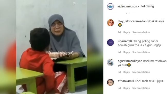 Momen bocah laki-laki sebut guru ngajinya drakula (Instagram/ @video_medsos).