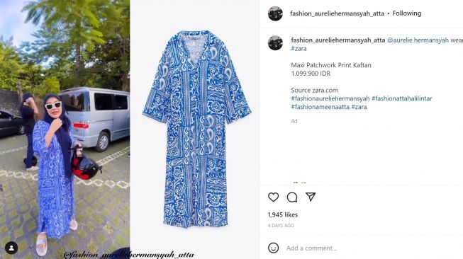 Foto: Intip 4 Dress Zara yang Dikenakan Aurel Hermansyah Selama Liburan di Bali (instagram/fashion_aureliehermansyah_atta)
